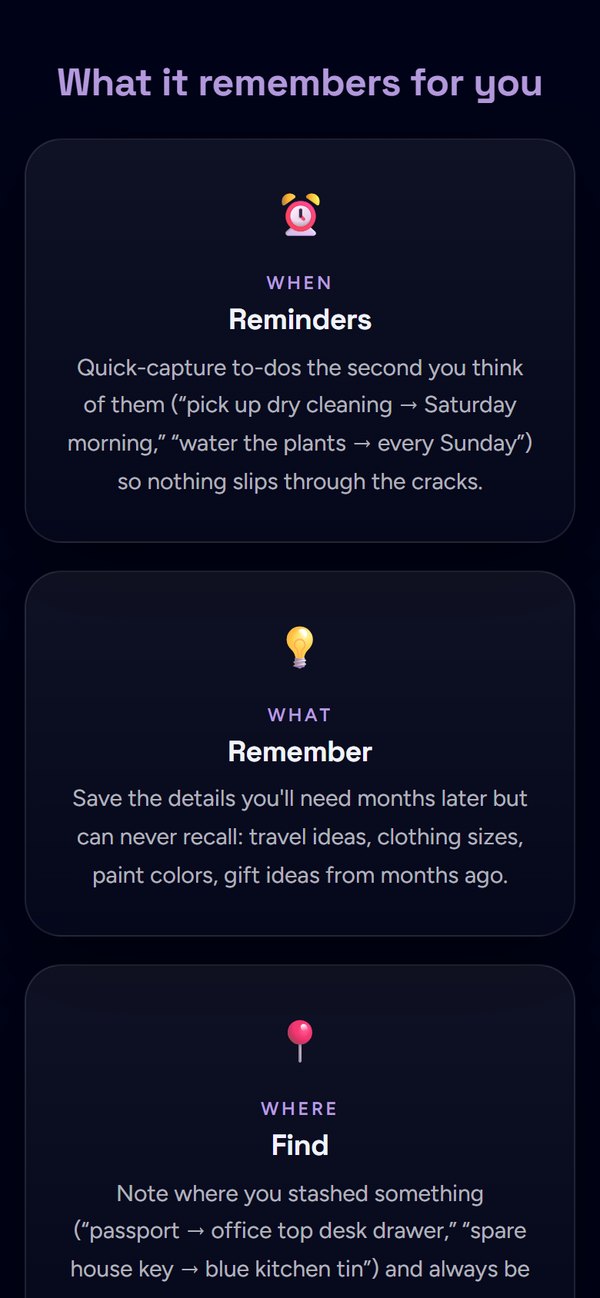 Blink Your Life: The "What it remembers for you" feature cards on a phone